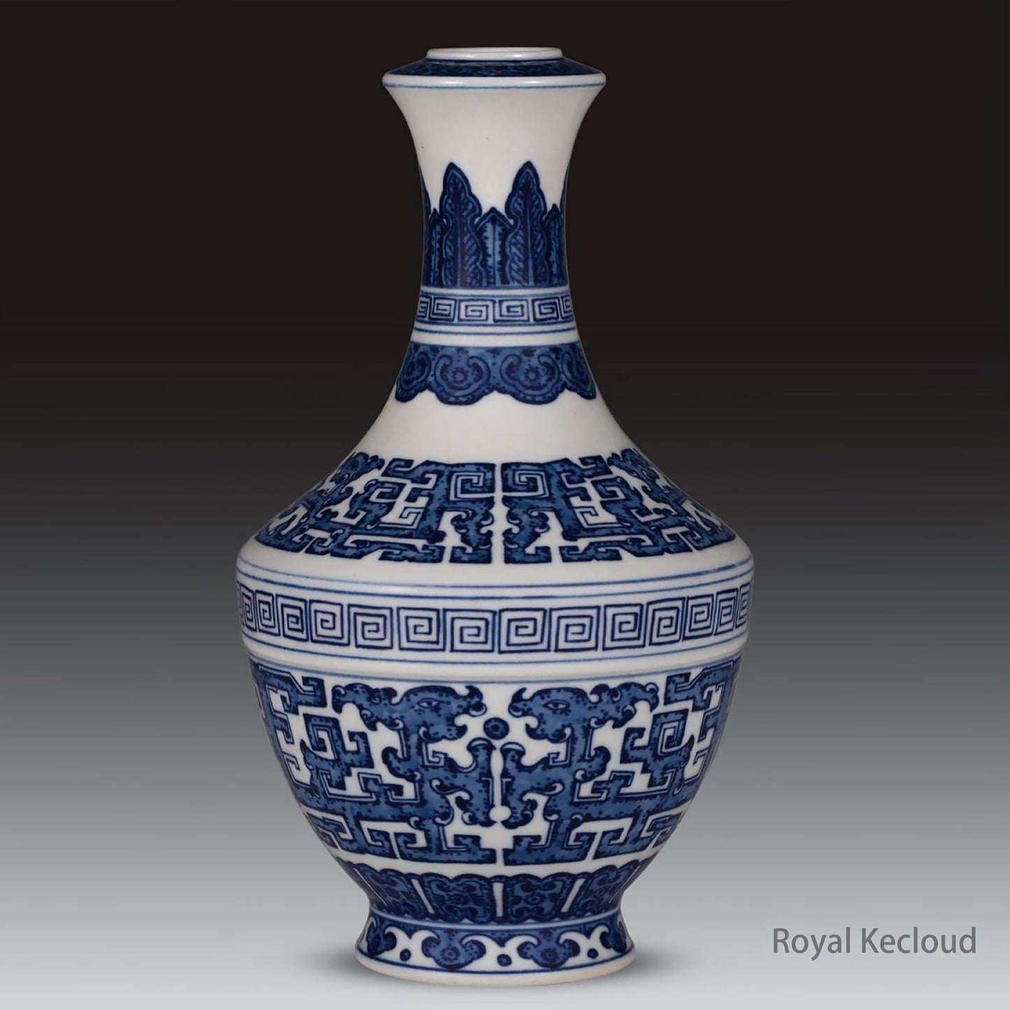 Chinese Ancient Royal Qing Dynasty Blue and White ‘Dragon’ Porcelain Vase