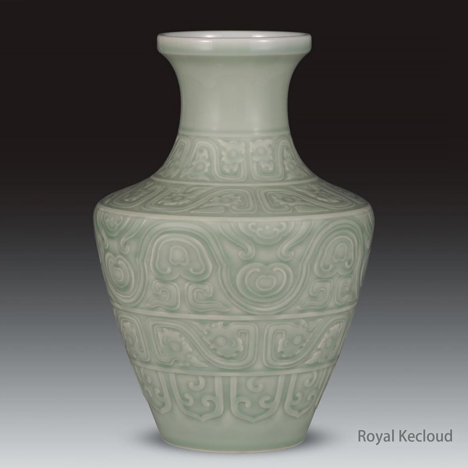 A Chinese Celadon-glazed Archaistic Vase, Hu