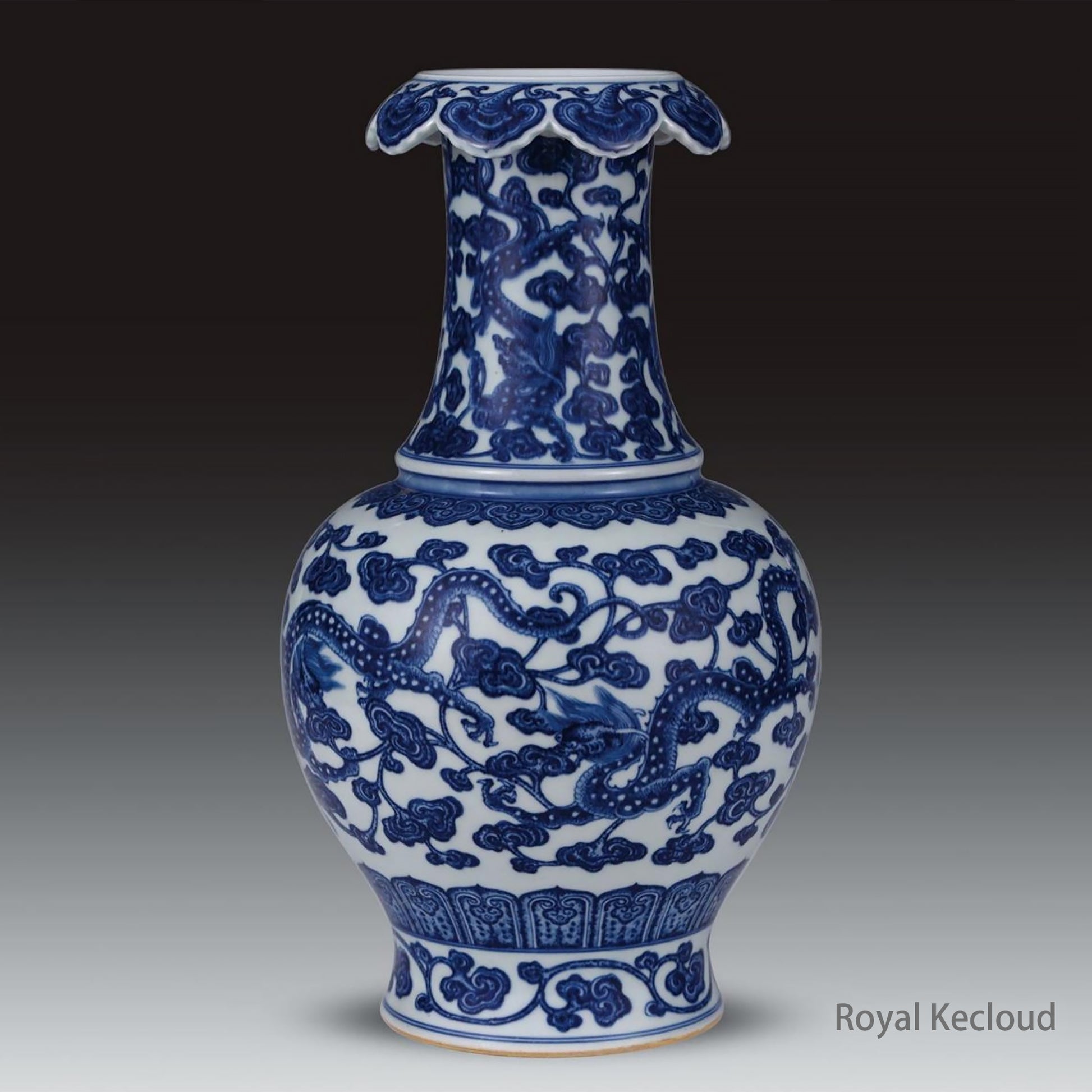 A Qing Qianlong Blue and White 'Nine Dragon' Porcelain Vase
