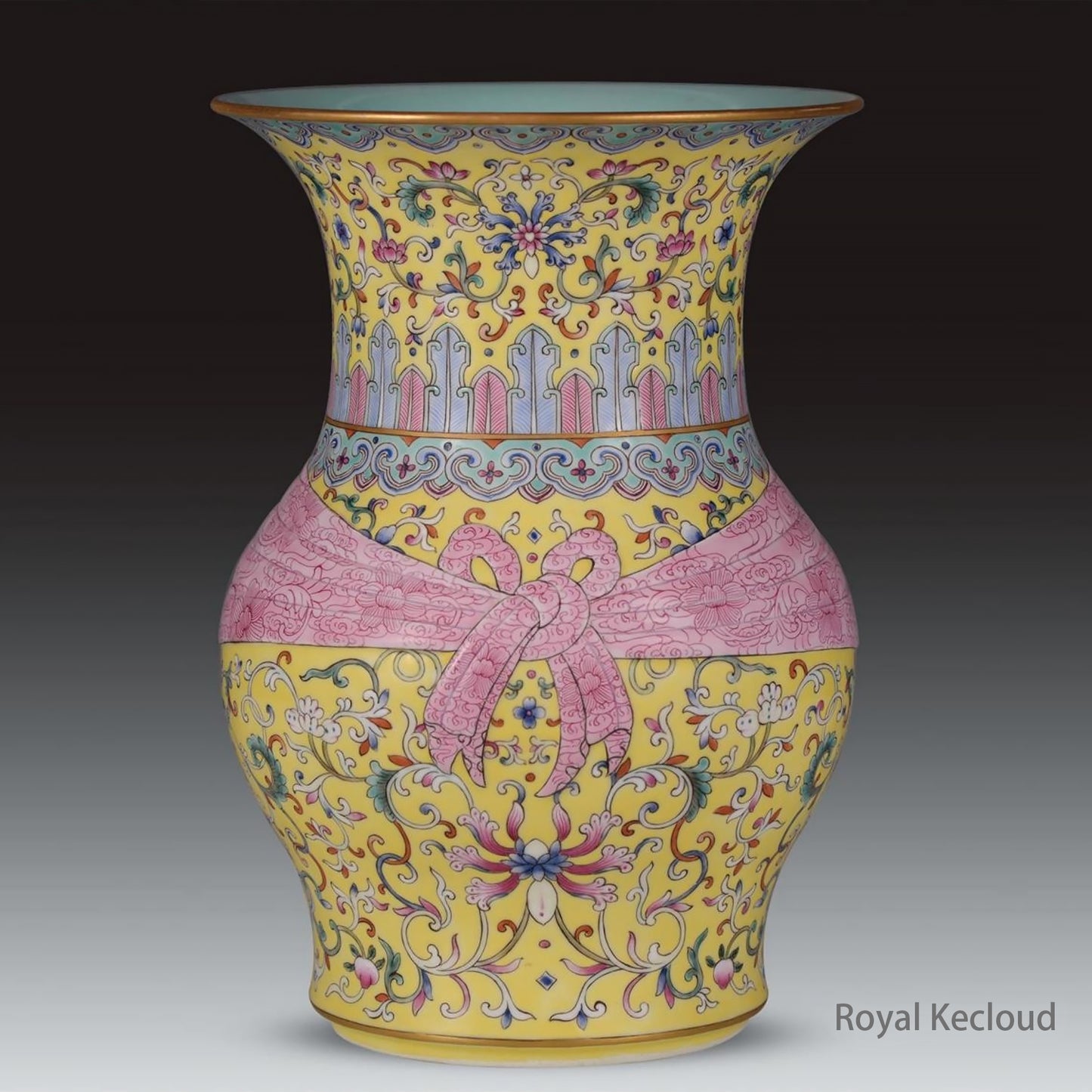 A Rare Famille-rose Porcelain Vases with Cloth-wrapper Design