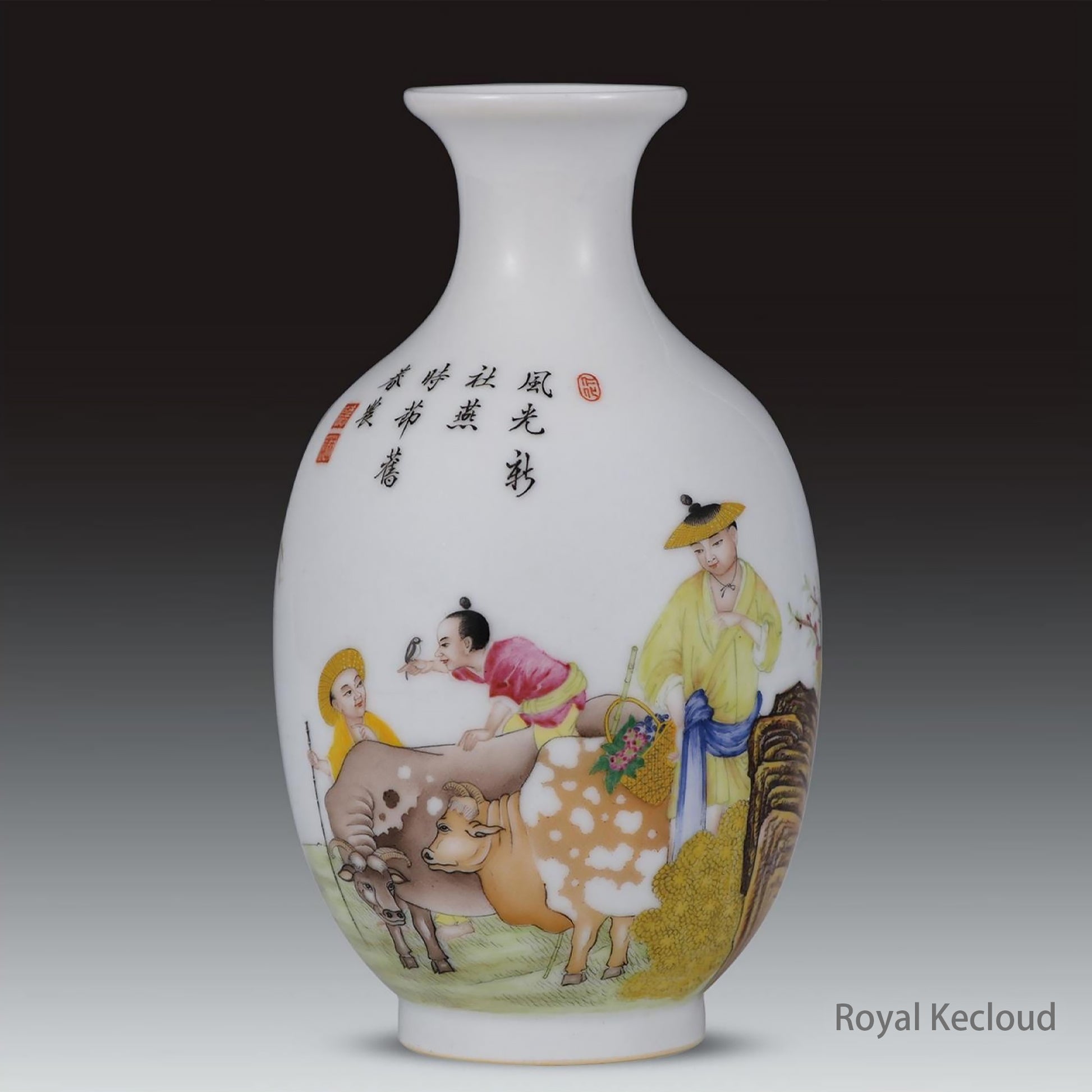 Chinese Ancient Royal Qing Dynasty Enamelled 'Figures' Porcelain Vase