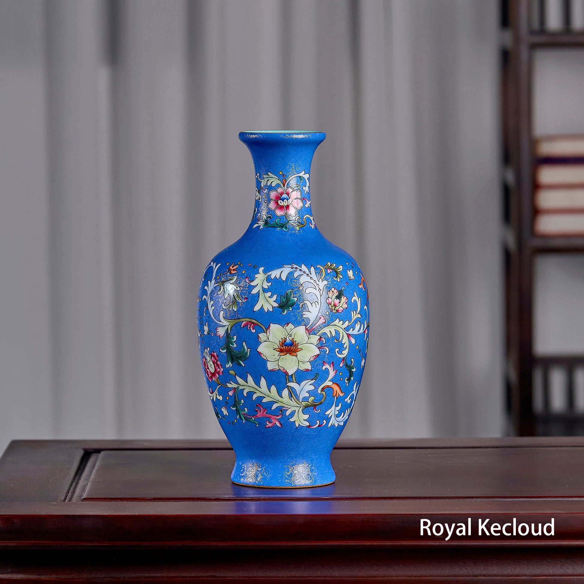 Chinese Qing Dynasty Blue-ground Twined Floral Pattern Porcelain Vase