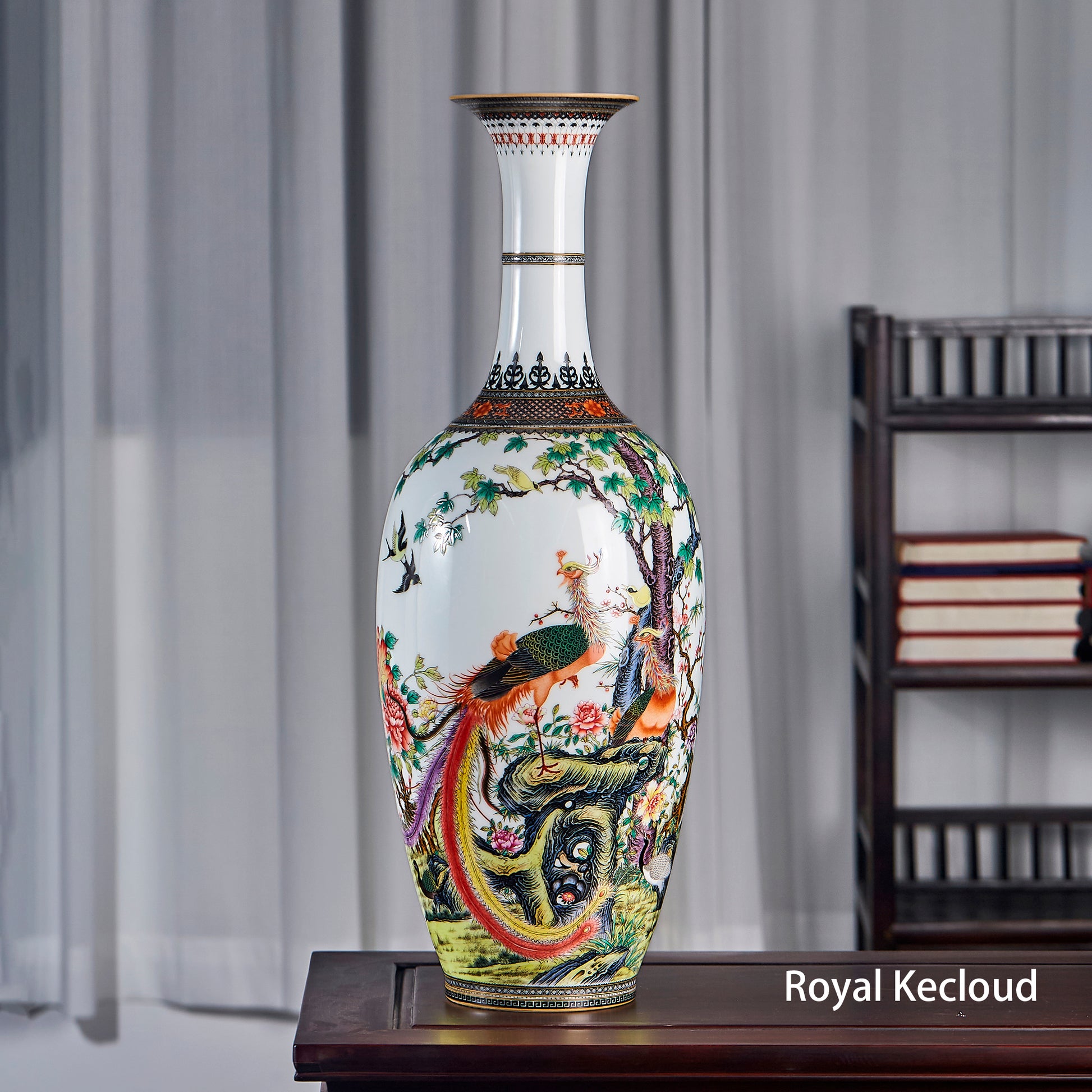 Chinese Qing Dynasty Large Enamelled ‘Bird and Flowers’ Porcelain Vase