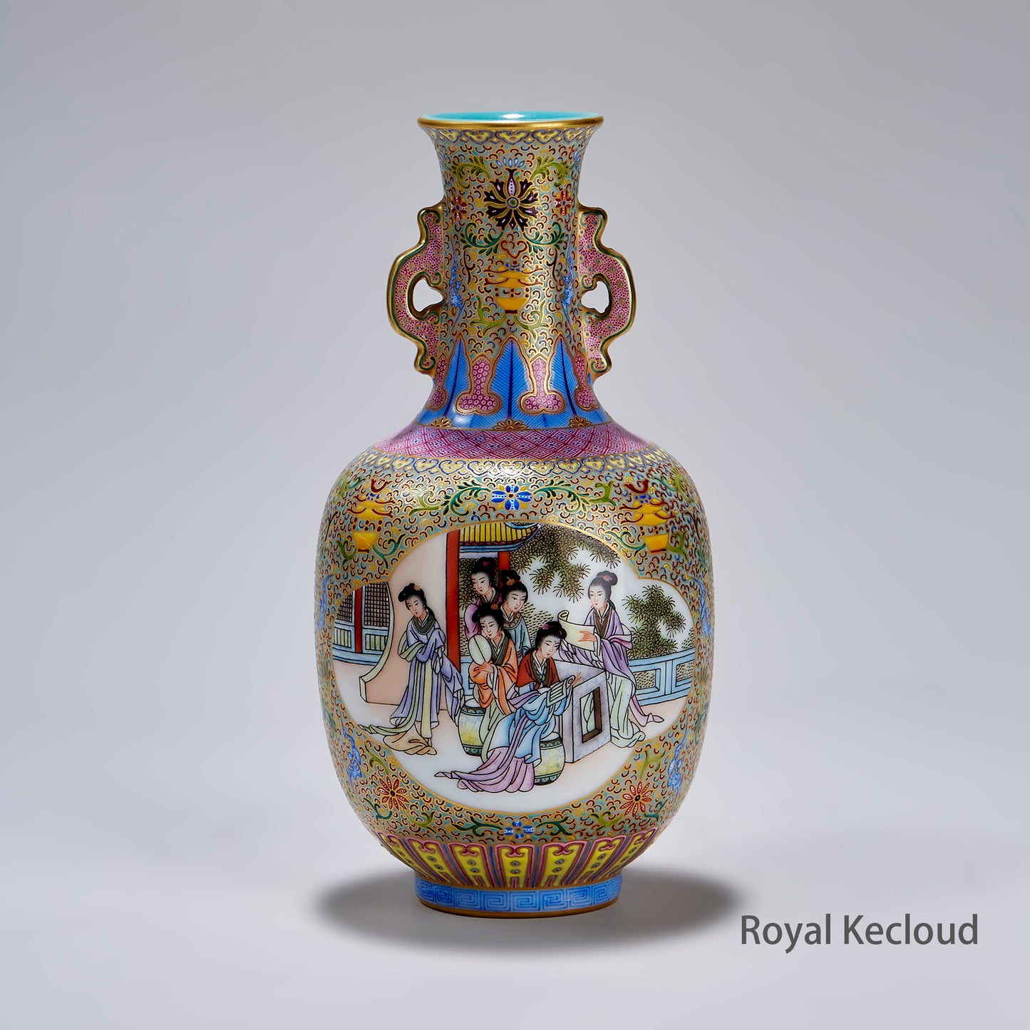 Chinese Royal GuYueXuan Enamel 'Ladies' Porcelain Vase