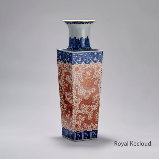 Qing Dynasty Blue and White Iron-red Decorated 'Dragon' Vase