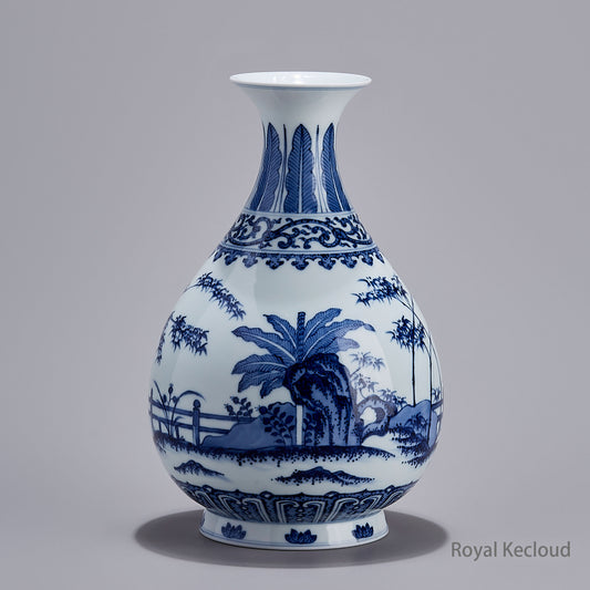 Jingdezhen Handmade Blue-and-White Porcelain YuhuchunPing