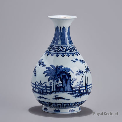 Jingdezhen Handmade Blue-and-White Porcelain YuhuchunPing
