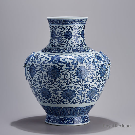 A Fine Blue and White Porcelain Vase, Qian Long royal vase Zun