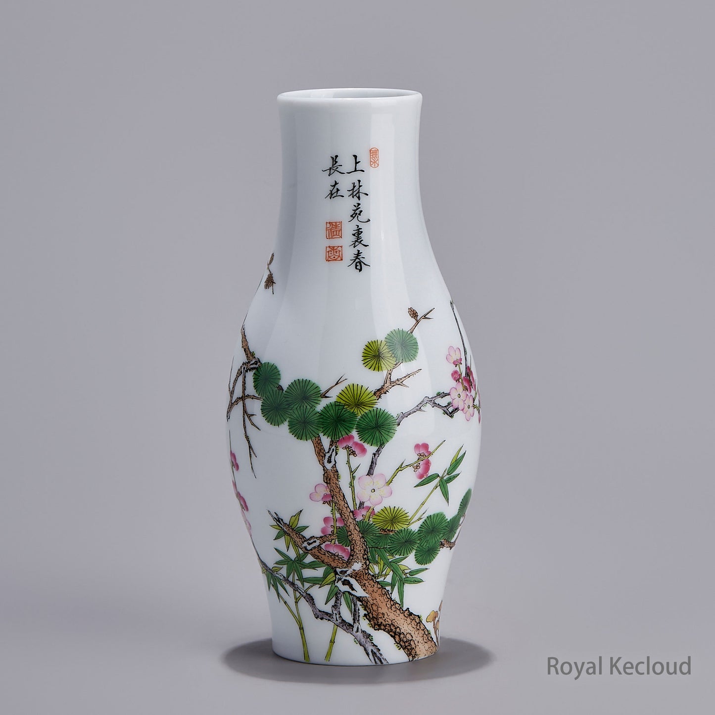 A Fine Enamel Olive-shaped Porcelain Vase, Jingdezhen Handmade Porcelain Vase 