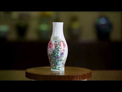 Royal Enamel 'Chrysanthemums' Porcelain Vase